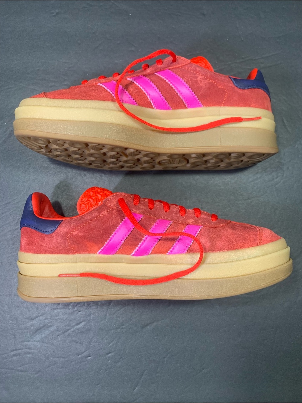 Adidas Gazelle Women’s Red Pink Blue Platform Suede Sneakers Shoe Size- 8.5 - Picture 3 of 9